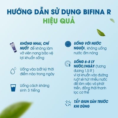 Men vi sinh Bifina Nhật Bản - Dành cho người rối loạn tiêu hóa,hỗ trợ giảm táo bón, chướng bụng đầy hơi - Loại R Hộp 60 gói