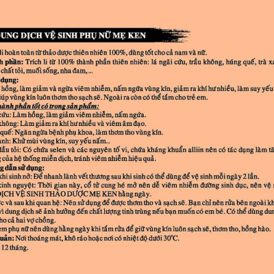 DUNG DỊCH VỆ SINH THẢO DƯỢC MẸ KEN - 100ML