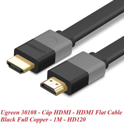 Ugreen UG30108HD120TK 1M màu Đen Cáp tín hiệu HDMI vỏ nhựa PVC cao cấp cáp dẹt - HÀNG CHÍNH HÃNG