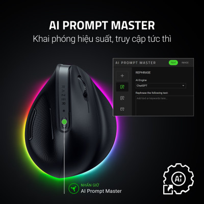 Chuột Pro Click V2 Vertical Edition | Công Thái Học | Không Dây | 30K DPI | 550 IPS | 5 Chế Độ Kết Nối | Led RGB | Hàng Chính Hãng