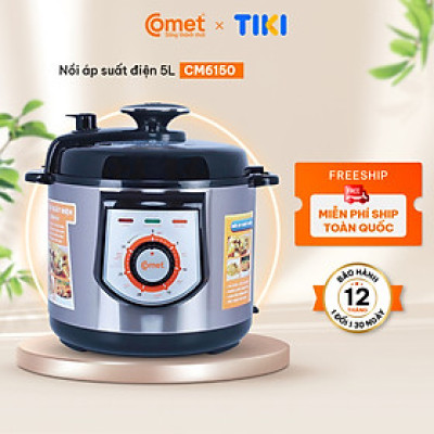 Nồi áp suất điện Comet CM6150 5 lít – 900W, 5 chế độ nấu, lòng chống dính, hàng chính hãng 