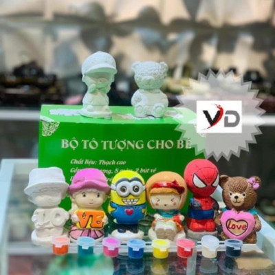 BỘ TÔ TƯỢNG BẰNG THẠCH CAO 10 TƯỢNG KÈM MÀU