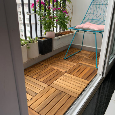 Vỉ Gỗ Lót Sàn Ban Công Thương Hiệu ANKAN Màu Vàng Nắng Loại 6 Nan, Sàn Gỗ Lót Ban Công, Sân Vườn, Hồ Bơi, Phòng Spa, Siêu Bền, Chịu Nước Tốt, Chống Trơn Trượt, Tiêu Chuẩn Xuất Khẩu (10 Vỉ)