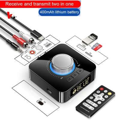 Hàng Chính Hãng - Bộ Thu Phát Âm Thanh Bluetooth 5.0 M5 Giao Thức A2DP/AVRCP, Phạm Vi Hoạt Động 10m, Màn Hình LED, Pin Lithium Ion 400mah, Đèn LED, Tích Hợp Micro, Cổng Kết Nối AUX 3.5mm, RCA, USB, TF Hỗ Trợ AUX/RCA/USB/TF - ROGTZ