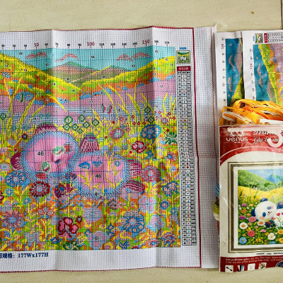 Tranh thêu kín Gấu trúc nhỏ xinh vs8094, kích thước 50x50 cm