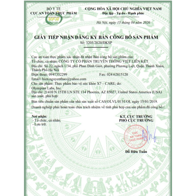 X7-Care Olympian Labs – Hỗ trợ xuong khớp và đĩa đệm chắc khỏe - chai 60 viên - Mỹ