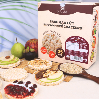 Bánh gạo lứt mầm ST25 GUfoods - Giàu chất xơ và GABA tự nhiên, Không chiên dầu, Không đường, Lành mạnh, Phù hợp Eat clean, Ăn vặt healthy, Thực dưỡng, Tập Gym, Thuần chay