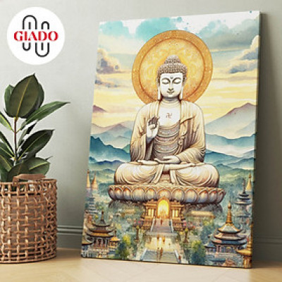 Tranh ảnh thờ treo tường hoặc tranh để bàn mẫu Phật A Di Đà anh hào quang