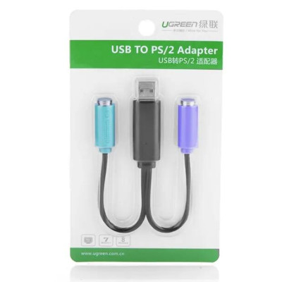 Ugreen UG2021920219TK 20CM Cáp chuyển đổi USB 2.0 sang cổng PS2 cho phím chuột cao cấp - HÀNG CHÍNH HÃNG