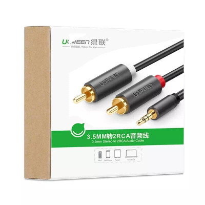 Ugreen UG10510AV116TK 2M màu Đen Cáp âm thanh 2 đầu Bông sen sang 3.5mm dương - HÀNG CHÍNH HÃNG