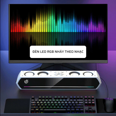 Loa bluetooth JK-1119, Loa Máy Tính Gaming Soundbar Để Bàn Led RGB Âm Bass Mạnh Mẽ + tặng dây 3.5 - Hàng nhập khẩu