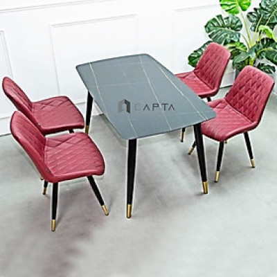 Ghế phòng ăn LUX 6C-P Ghế ăn có nệm PVC màu đỏ đô chân sắt sơn tĩnh điện mạ ống đồng 