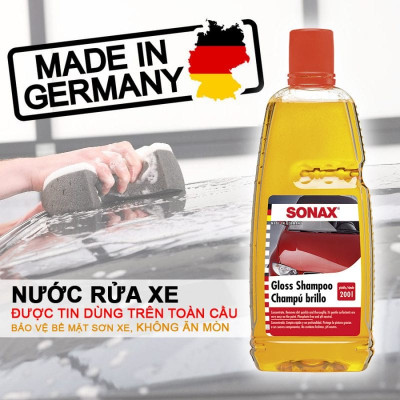 Xà bông rửa xe đậm đặc 1:200 siêu sạch bóng Sonax 314300 1lit - bảo vệ sơn xe, làm sạch nhanh toàn diện, an toàn cho da tay