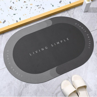 Thảm lau chân Silicon Hình Elip lót cửa chùi chân, siêu thấm hút, chống trượt cho phòng tắm (60x40cm)