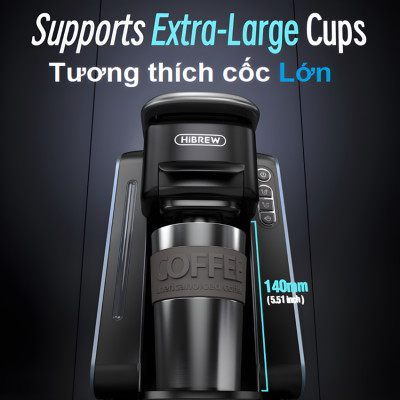 Máy pha cà phê 4 trong 1, Espresso, Viên Nén Nespresso, Nescafe Dolcegusto, Kcup Thương hiệu Mỹ cao cấp HiBREW - H6. Hàng chính hãng