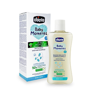 Sữa TẮM GỘI CHICCO Baby Moments Chiếc Xuất Yến Mạch Dưỡng Ẩm Mềm Da Chống Rôm Sảy, từ 0 Tháng Tuổi, chai 200ml/500ml