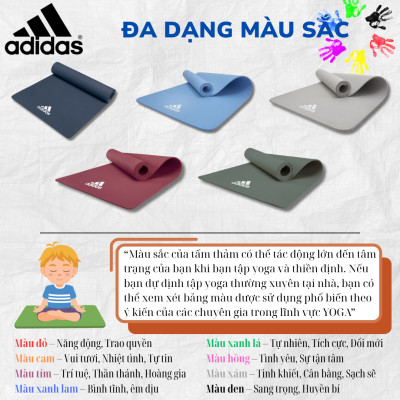 Thảm Tập Yoga, Fitness Chính Hãng ADIDAS ADYG-10100 - Thảm Tập Tăng Độ Bám Tay, Dày 8mm Độ Êm Cao