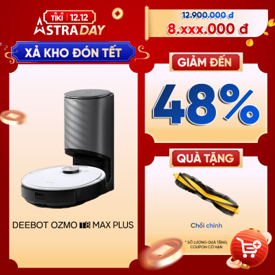 Robot hút bụi lau nhà Ecovacs Deebot Ozmo T8 Max Plus  – Lực hút 1500PA - Kèm dock sạc hút rác tự động - Bản Nội Địa - Hàng Chính Hãng