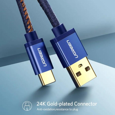 Ugreen UG40344US250TK 1M màu Xanh Cáp sạc USB TypeC cao cấp - HÀNG CHÍNH HÃNG
