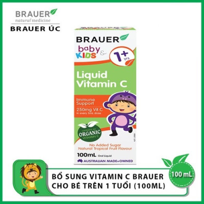 Vitamin C  cho trẻ trên 1 tuổi Brauer Baby & Kids Liquid Vitamin C tăng sức đề kháng (100ml) - QuaTangMe Extaste