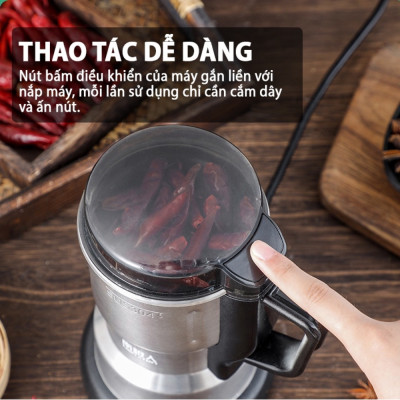 Máy xay hạt khô, xay bột, gia vị cà phê đa năng, công suất 300w, 6 lưỡi dao cực bén, chất liệu cối inox, bảo hành 12 tháng - FOOD - Hàng chính hãng DoDoDios