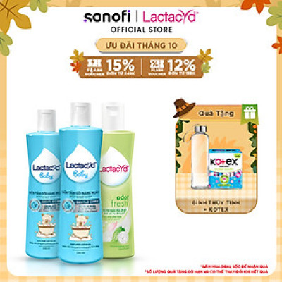 Bộ 2 chai Sữa Tắm Gội Trẻ Em Lactacyd Baby Gentle Care 250ml + 1 Dung Dịch Vệ Sinh Lactacyd Odor Fresh 250ml