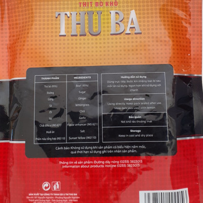 Khô Bò Thu Ba Quảng Ngãi 100 gr dạng miếng