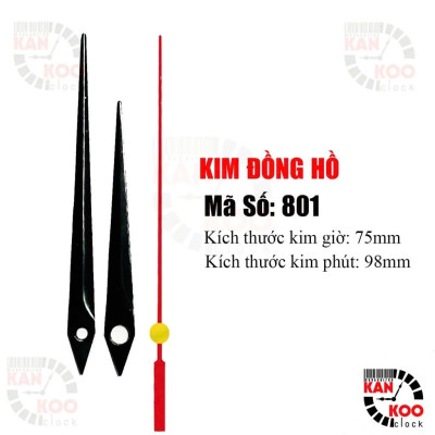 Bộ kim đồng hồ treo tường K801 – Nhôm cao cấp – 3 kim (giờ, phút, giây)