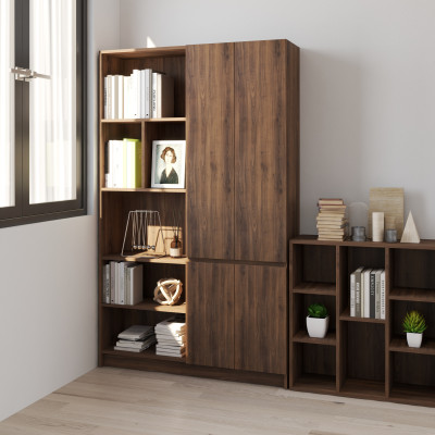 HAPPY FURNITURE , Kệ sách 4 cửa mở - CATY, KSA_085 , 110cm x 28cm x 180cm DxRxC