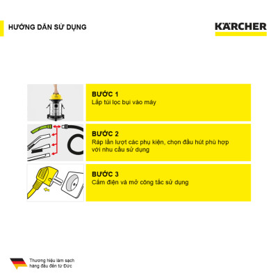 Máy hút bụi đa năng khô và ướt WD 1s Classic dành cho Karcher (New 2023) - Hàng Chính Hãng