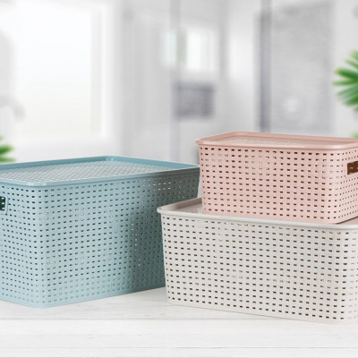 Giỏ đựng đồ có nắp đậy bằng nhựa cao cấp kiểu dáng màu sắc phong cách hàn quốc