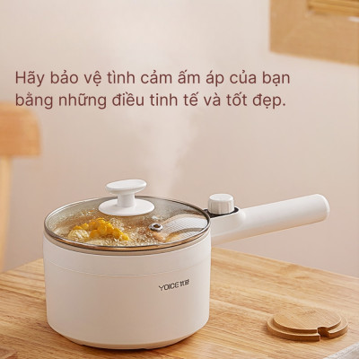 Nồi lẩu điện mini YOICE đa năng công suất 500W, 2 lớp chống bỏng bảo vệ đôi tay của bạn - YDZG1002 - HÀNG CHÍNH HÃNG