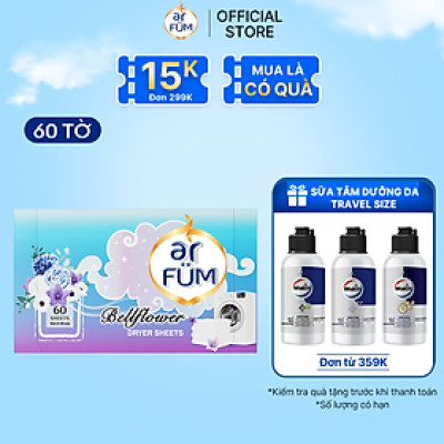 Giấy Thơm Arfum Dùng Cho Máy Sấy Làm Mềm Vải Và Chống Tĩnh Điện , Khử Mùi Tủ Giày, Tủ Quần Áo (60 Tờ/ Hộp)