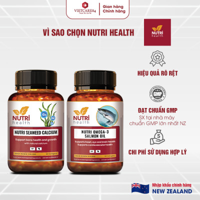 COMBO XƯƠNG KHỚP: Nutri Omega 3 Salmon Oil 60 Viên+ Canxi hữu cơ Nutri Seaweed Calcium 60 Viên | Giúp Phục Hồi, Bảo Vệ Xương
