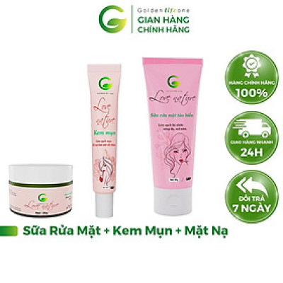 Combo Sữa Rửa Mặt Love Nature 50ML + Kem Mụn Love Nature 15G + Mặt Nạ Tảo Biển Love Nature 30G GOLDEN LIFE ONE