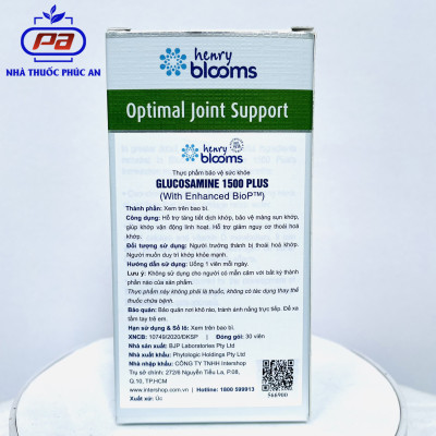 Viên uống hỗ trợ xương khớp Glucosamine 1500 Plus Henry Blooms 30 - 90 viên