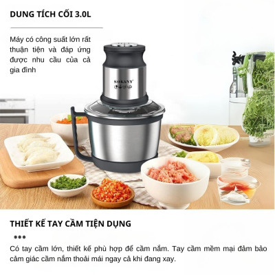 Máy xay thịt đa năng SOKANY SK-7011 Công suất cao 800W, dung tích lớn 3L, xay nhuyễn mọi thực phẩm, dễ dàng vệ sinh - HÀNG CHÍNH HÃNG