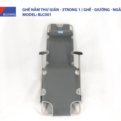 Ghế xếp thư giãn, Khung sắt cao cấp, Ghế xếp nằm ngủ trưa gấp gọn tiện lợi New Beginning