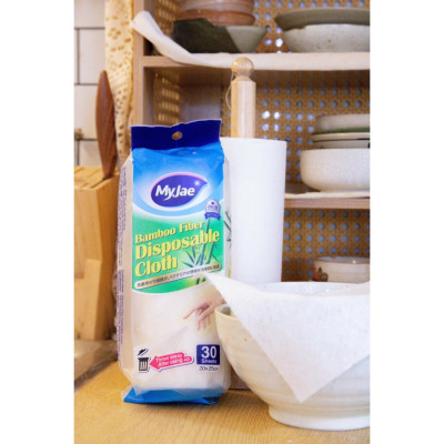 Combo 3 Khăn lau sợi tre MyJae lau chùi tiện lợi, đánh bay dầu mỡ 20cm x 25cm (30 Tờ/Bịch)