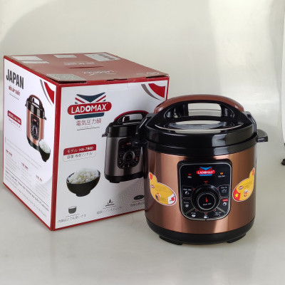 Nồi áp suất điện Ladomax HA-7860 Dung tích 6L kèm khay hấp, công suất 1000W, Màu Inox-Hàng chính hãng