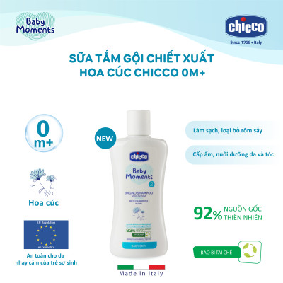 Sữa tắm gội cho bé chiết xuất Hoa cúc 0M+ Chicco 200ml
