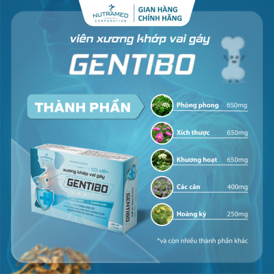 Viên uống Gentibo hỗ trợ giảm đau nhức xương khớp, chân tay, vai gáy (30 viên) - Nutramed