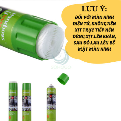 Bình xịt vệ sinh màn hình, bàn phím laptop/ máy tính 650ML, vệ sinh đa năng trên loại bề mặt- Hàng nhập khẩu+ Tặng kèm khăn lau cao cấp- CHỌN MẪU