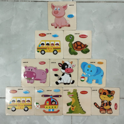 Đồ Chơi Trẻ Em, COMBO 10 TRANH Ghép Hình Gỗ Nổi 3D Nhiều Mẫu Cho Bé Vừa Học Vừa Chơi 