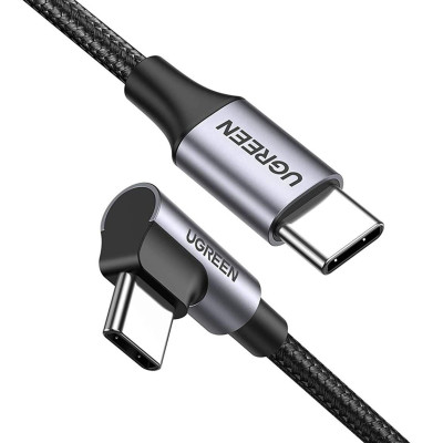 Ugreen UG50122US255TK 0.5M 60W bẻ góc 90 độ hỗ trợ sạc nhanh PD cáp USB type C màu đen mạ nickel đầu bọc nhôm - HÀNG CHÍNH HÃNG