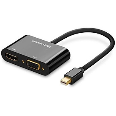 Ugreen UG10439MD108TK Màu Đen Bộ chuyển đổi Mini DP sang HDMI + VGA hỗ trợ phân giải 1080P - HÀNG CHÍNH HÃNG