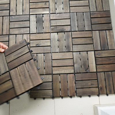 Vỉ Gỗ Lót Sàn Ban Công Thương Hiệu ANKAN Gu Màu Đen 12 Nan, Ván Lót Sàn Gỗ Tự Nhiên Dùng Để Lót Sân Vườn, Hồ Bơi, Phòng Spa, Siêu Bền, Chịu Nước Tốt, Chống Trơn Trượt, Tiêu Chuẩn Xuất Khẩu