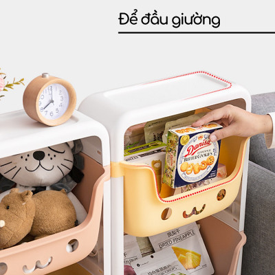 Kệ đựng đồ chơi cho bé rèn tính gọn gàng đồ bỉm sữa đồ dùng trẻ em 2- 3-4 tầng đa năng có bánh xe