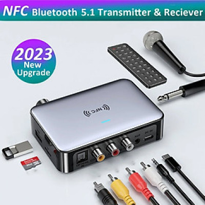 ROGTZ - Bộ Thu Phát Âm Thanh Bluetooth Đa Năng M16 Pro NFC 5.1, Giao Thức A2DP/AVRCP/HFP/SBC, Phạm Vi Hoạt Động 30m, Màn Hình LED, Chip DAC, Pin Lithium Ion 1200mah, Kết Nối Đa Dạng AUX 3.5mm, RCA, Optical, Coaxial, USB, TF, Mic 6.5mm - Hàng Chính Hãng