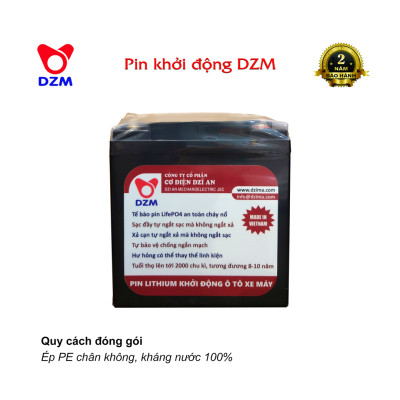 Pin khởi động Xe máy DZM BP106H | Tuổi thọ 8-10 năm | Thay Ắc quy chì | Pin Lithium LifePO4 | 12V - 2.5Ah - 50A 
